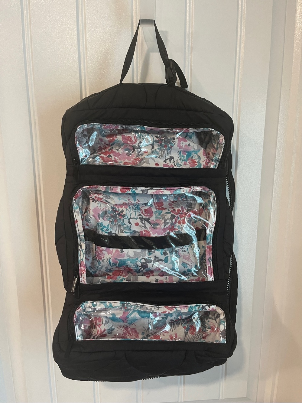 Vera Bradley Featherweight Hanging Organizer BLACK Cosmetic artist garden lining - Picture 4 of 8